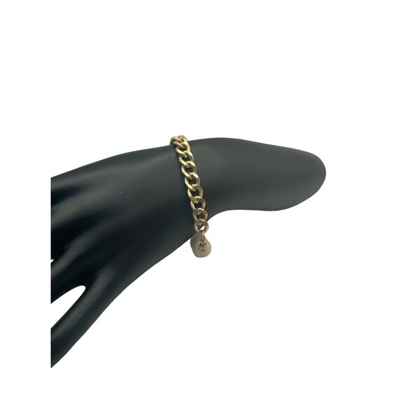 Cream Colored Beaded Gold Chain Stretch Bracelet 8 inch - Picture 4 of 6